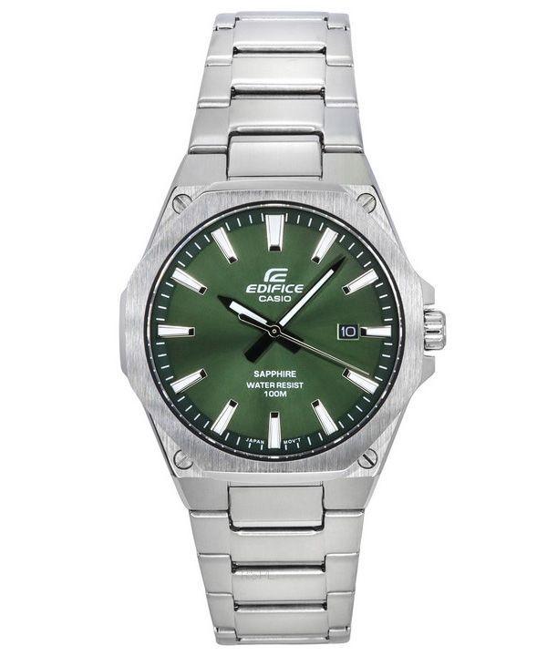 Montre pour homme Casio Edifice avec cristal saphir analogique en acier inoxydable et cadran vert à quartz EFR-S108D-3A 100M