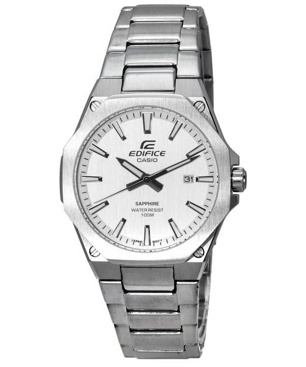 Casio Edifice Acier Inoxydable Cadran Blanc Quartz EFR-S108D-7A EFRS108D-7 100M Montre Homme