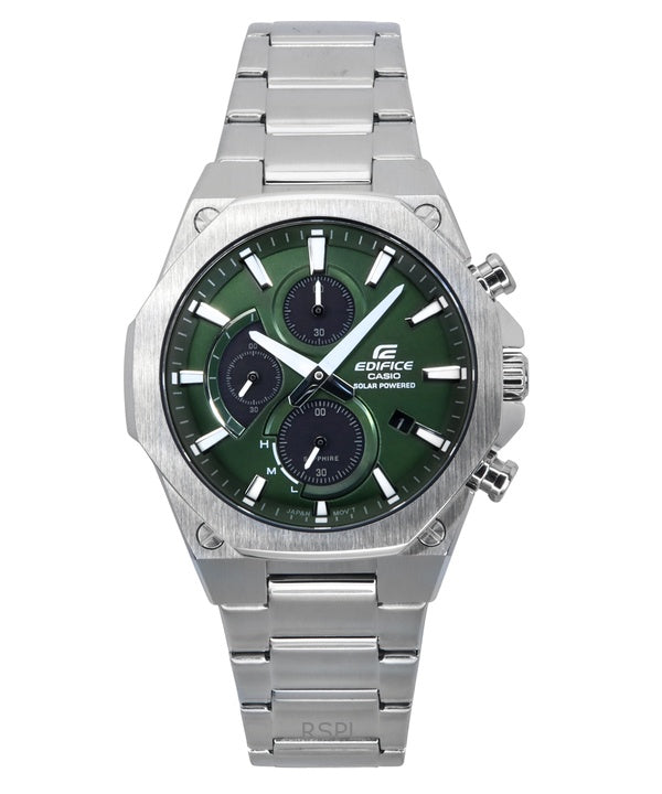 Montre chronographe analogique Casio Edifice Slim Line en acier inoxydable avec cadran vert et fonction solaire EFS-S570D-3A 100