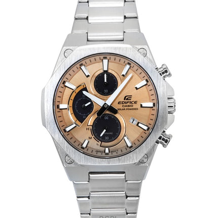 Montre chronographe analogique Casio Edifice Slim Line en acier inoxydable avec cadran en cuivre et fonction solaire EFS-S570D-5