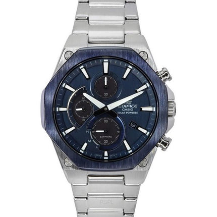 Montre pour homme Casio Edifice Analog Slim Line avec chronographe en cristal saphir et cadran bleu solaire EFS-S570DB-2A 100M