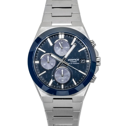 Montre chronographe analogique Casio Edifice pour homme, cadran bleu, acier inoxydable, solaire EFS-S650D-2A, 100 m