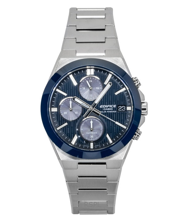 Montre chronographe analogique Casio Edifice pour homme, cadran bleu, acier inoxydable, solaire EFS-S650D-2A, 100 m