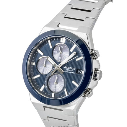 Montre chronographe analogique Casio Edifice pour homme, cadran bleu, acier inoxydable, solaire EFS-S650D-2A, 100 m