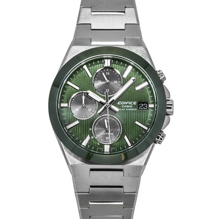 Montre chronographe analogique Casio Edifice pour homme, cadran vert, acier inoxydable, solaire EFS-S650D-3A, 100 m