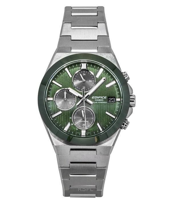 Montre chronographe analogique Casio Edifice pour homme, cadran vert, acier inoxydable, solaire EFS-S650D-3A, 100 m
