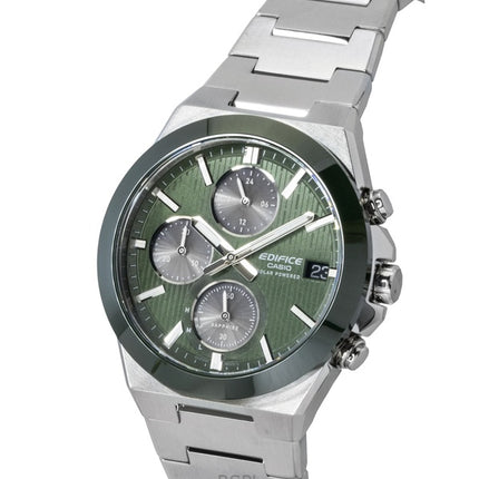Montre chronographe analogique Casio Edifice pour homme, cadran vert, acier inoxydable, solaire EFS-S650D-3A, 100 m