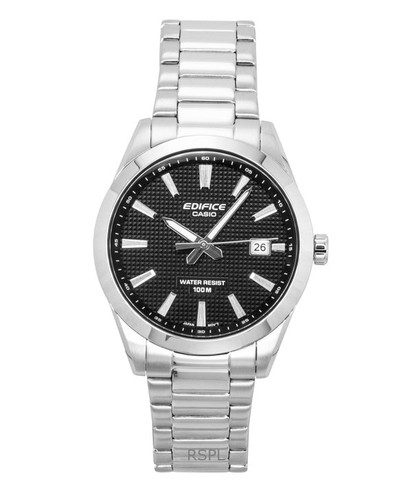Montre homme Casio Edifice analogique en acier inoxydable, cadran noir, mouvement à quartz EFV-160D-1A, étanche à 100 m