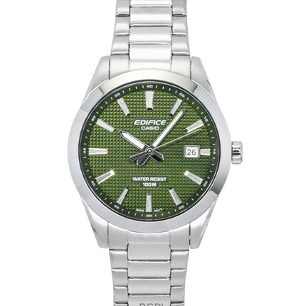 Montre homme Casio Edifice analogique en acier inoxydable, cadran vert, mouvement à quartz EFV-160D-3A, étanche à 100 m
