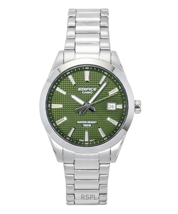 Montre homme Casio Edifice analogique en acier inoxydable, cadran vert, mouvement à quartz EFV-160D-3A, étanche à 100 m