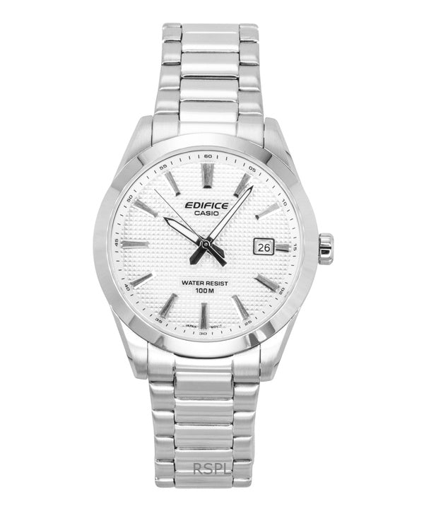 Montre homme Casio Edifice analogique en acier inoxydable, cadran blanc, mouvement à quartz EFV-160D-7A, étanche à 100 m