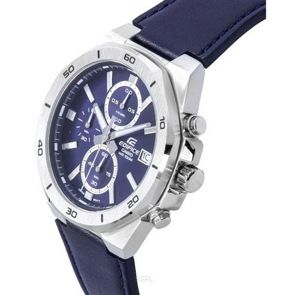 Montre Homme Casio Edifice Standard Chronographe Bracelet Cuir Cadran Bleu Quartz EFV-640L-2A 100M