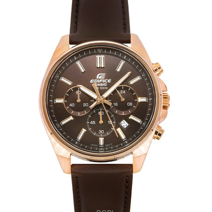 Montre homme Casio Edifice EFV-650CL-5AV, chronographe analogique standard, cadran marron, quartz, 100 m
