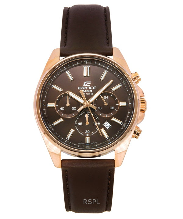 Montre homme Casio Edifice EFV-650CL-5AV, chronographe analogique standard, cadran marron, quartz, 100 m