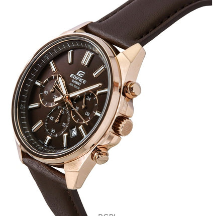 Montre homme Casio Edifice EFV-650CL-5AV, chronographe analogique standard, cadran marron, quartz, 100 m