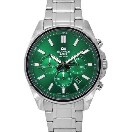 Montre pour homme Casio Edifice Standard analogique chronographe en acier inoxydable cadran vert Quartz EFV-650D-3A 100M
