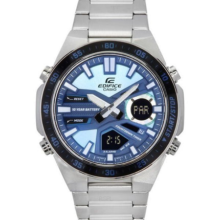 Montre pour homme Casio Edifice analogique numérique en acier inoxydable avec cadran bleu à quartz EFV-C110D-2B 100M