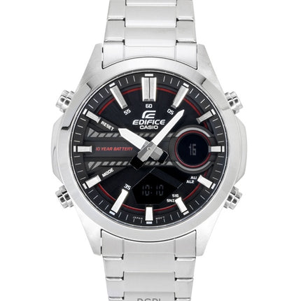 Montre homme Casio Edifice analogique-numérique en acier inoxydable, cadran noir, mouvement à quartz EFV-C120D-1A4, étanche à 100 m