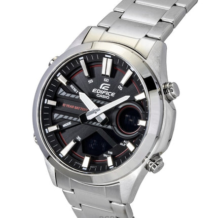 Montre homme Casio Edifice analogique-numérique en acier inoxydable, cadran noir, mouvement à quartz EFV-C120D-1A4, étanche à 100 m