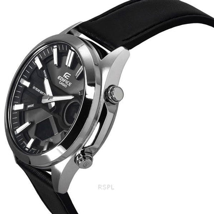 Montre pour homme Casio Edifice analogique numérique avec bracelet en cuir et cadran gris à  quartz EFV-C120L-8A 100M