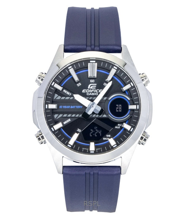 Montre homme Casio Edifice analogique-numérique, bracelet en résine, cadran noir, mouvement à quartz EFV-C120P-1A2, étanche à 100 m