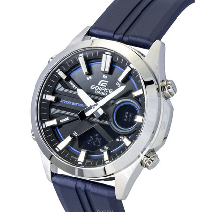 Montre homme Casio Edifice analogique-numérique, bracelet en résine, cadran noir, mouvement à quartz EFV-C120P-1A2, étanche à 100 m