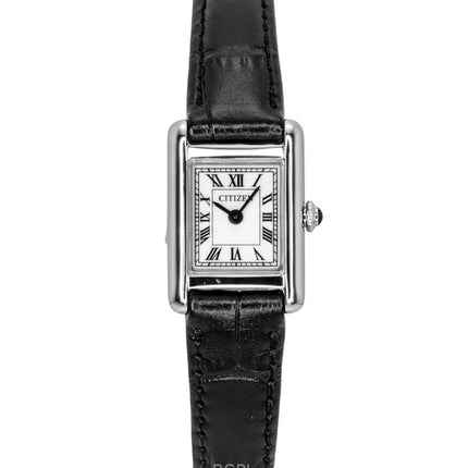 Montre femme Citizen Fio Roma Eco-Drive, bracelet en cuir, cadran argenté EG2790-12A