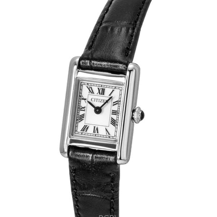 Montre femme Citizen Fio Roma Eco-Drive, bracelet en cuir, cadran argenté EG2790-12A