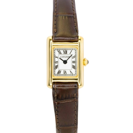 Montre femme Citizen Fio Roma, bracelet en cuir de veau, cadran argenté, Eco-Drive EG2797-13A
