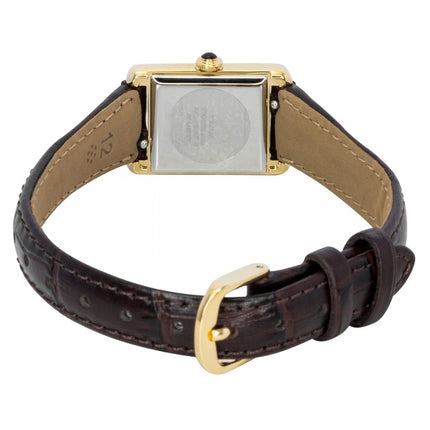 Montre femme Citizen Fio Roma, bracelet en cuir de veau, cadran argenté, Eco-Drive EG2797-13A