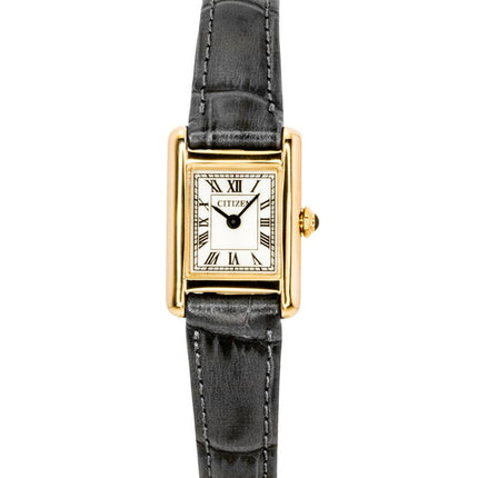 Montre femme Citizen Eco-Drive EG2799-18W, bracelet en cuir analogique, cadran argenté