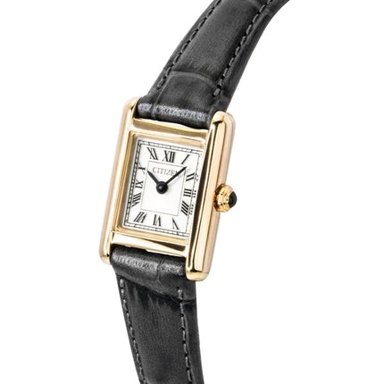 Montre femme Citizen Eco-Drive EG2799-18W, bracelet en cuir analogique, cadran argenté