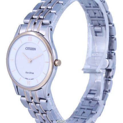 Montre pour femme Citizen Analog Two Tone en acier inoxydable avec cadran blanc Eco-Drive EG3224-57A.G