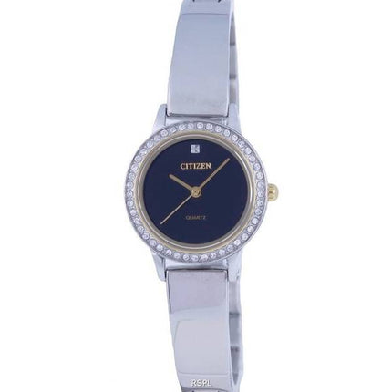 Montre pour femme Citizen Crystal Accents en acier inoxydable avec cadran noir et quartz EJ6134-50E.G