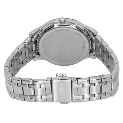 Montre femme Citizen Elegance Eco-Drive EM0411-71A en acier inoxydable et cadran blanc