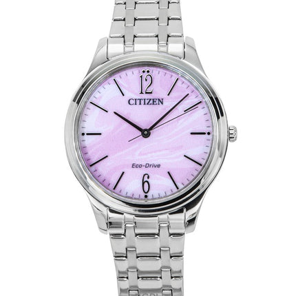 Montre Citizen Elegance pour femme, cadran rose, acier inoxydable, Eco-Drive EM0411-71X