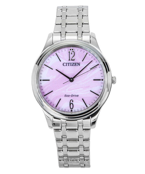 Montre Citizen Elegance pour femme, cadran rose, acier inoxydable, Eco-Drive EM0411-71X