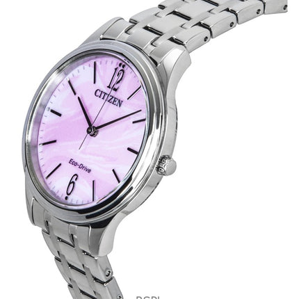 Montre Citizen Elegance pour femme, cadran rose, acier inoxydable, Eco-Drive EM0411-71X