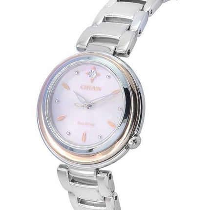 Montre pour femme Citizen L Eco-Drive Diamond Accent en acier inoxydable avec cadran rose EM0589-88X