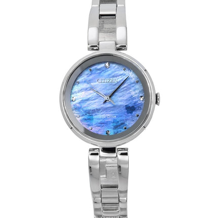 Montre Citizen Eco-Drive en acier inoxydable avec cadran bleu nacre EM0801-85N pour femme