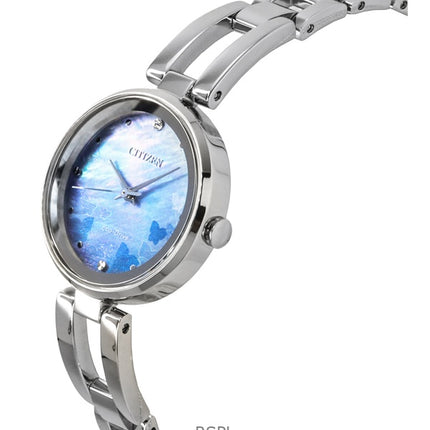 Montre Citizen Eco-Drive en acier inoxydable avec cadran bleu nacre EM0801-85N pour femme