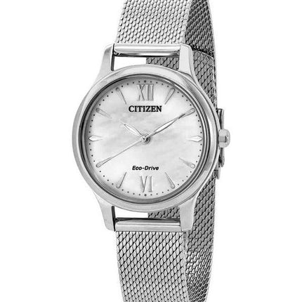 Montre pour femme Citizen Eco-Drive en acier inoxydable avec cadran blanc EM0899-81A