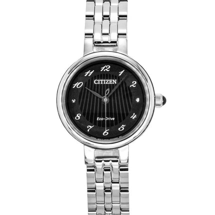 Montre femme Citizen L Classic en acier inoxydable, cadran noir, Eco-Drive EM0990-81E