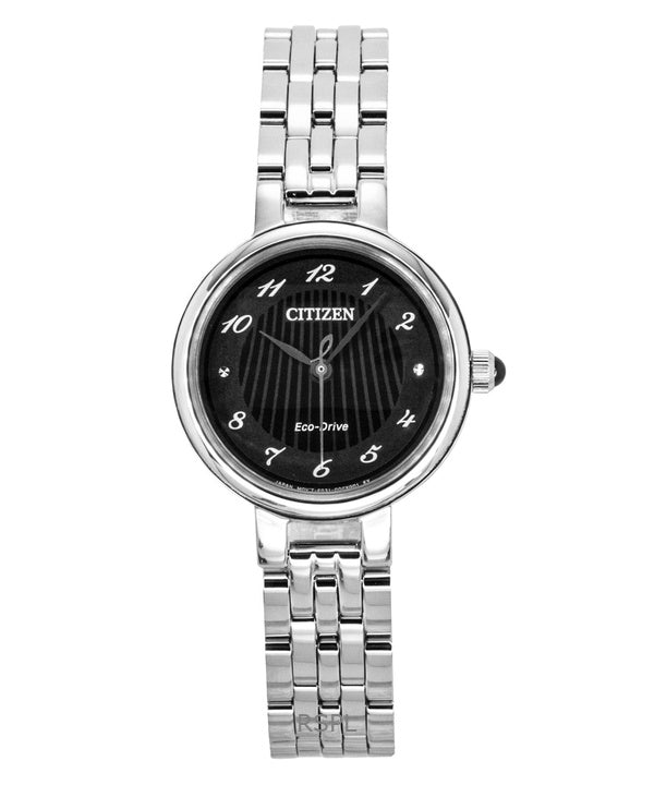 Montre femme Citizen L Classic en acier inoxydable, cadran noir, Eco-Drive EM0990-81E