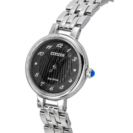 Montre femme Citizen L Classic en acier inoxydable, cadran noir, Eco-Drive EM0990-81E