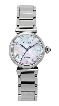 Montre Citizen L Mae pour femme avec cadran en nacre et accents de diamants en acier inoxydable Eco-Drive EM1130-83D