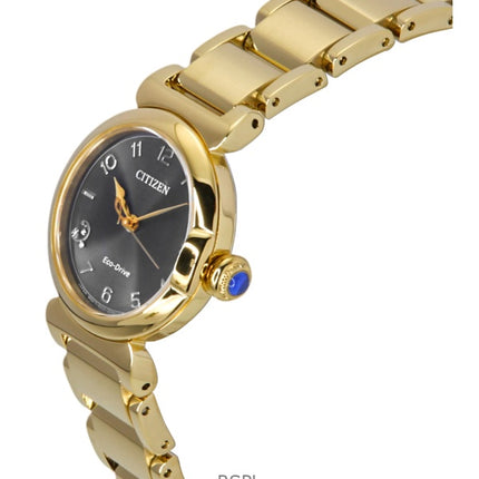 Montre Citizen L Mae Bells Mini pour femme, acier inoxydable doré, cadran gris, Eco-Drive EM1132-88H