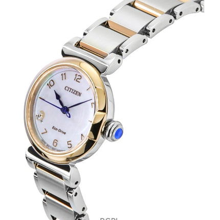 Montre Citizen L May Bells Mini pour femme, en acier inoxydable, cadran blanc nacré, Eco-Drive EM1136-87D