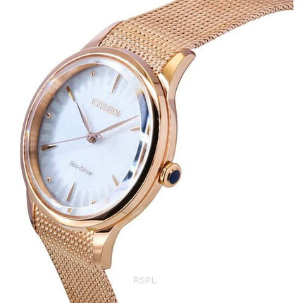 Montre Citizen L en acier inoxydable ton or rose avec cadran blanc Eco-Drive EM1153-88A pour femme