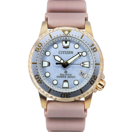Montre Citizen Promaster Dive Bracelet en polyuréthane Cadran argenté Eco-Drive EO2023-00A 200M pour femme